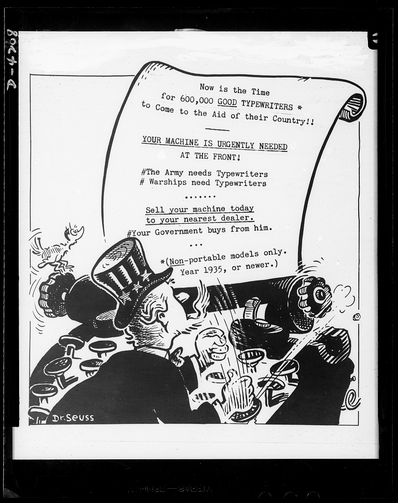John K. Stockham, Washington, D.C. insurance man, turns a machine over to Don MacDonald, Washington, D.C. typewriter dealer