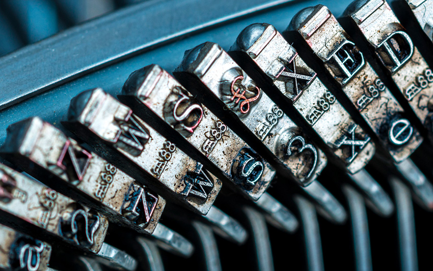 Closeup of typewriter slugs